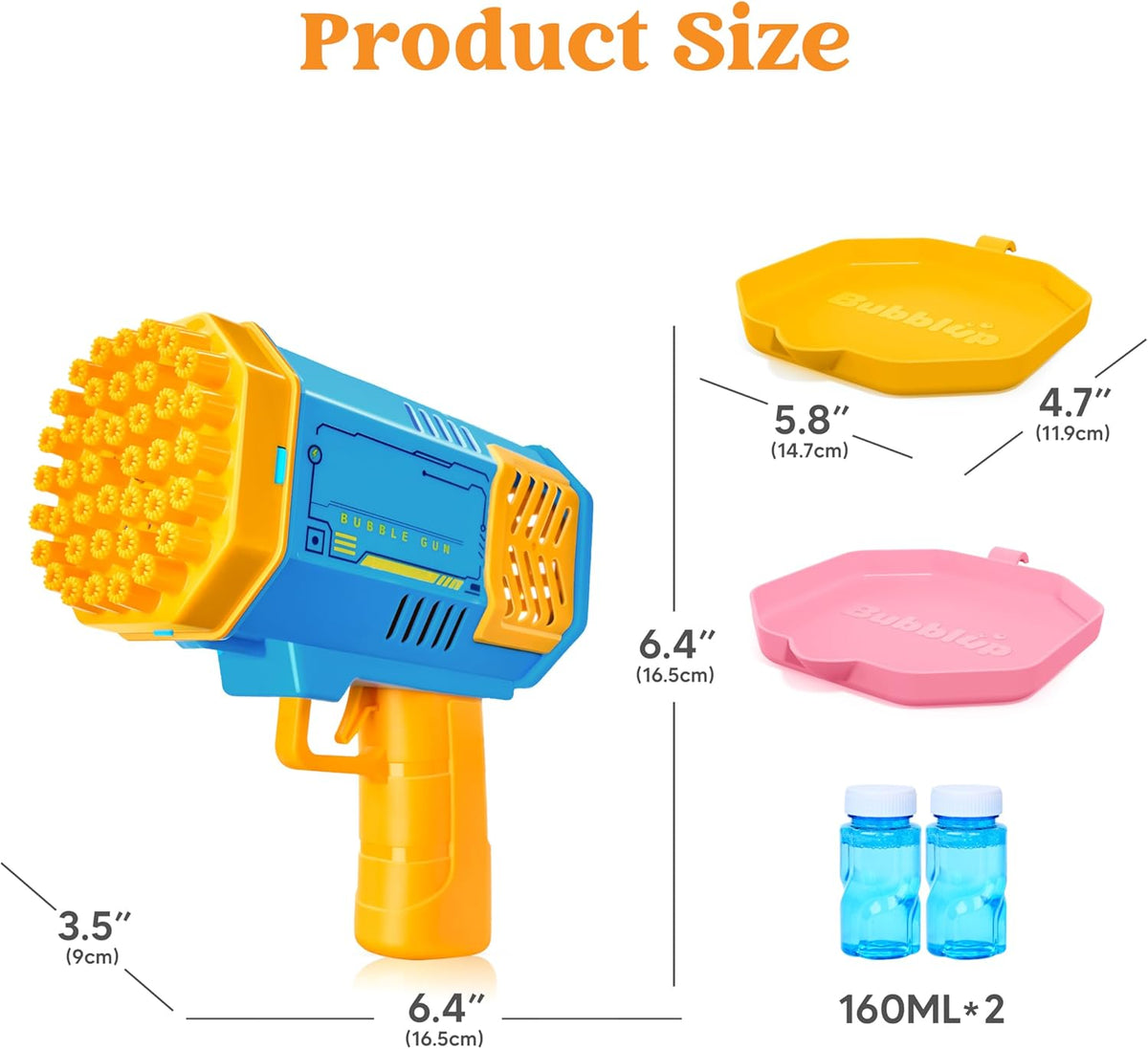 Bubble Guns for Kids, 2 Pack Rocket Bubble Guns with LED Lights, Bubble Blaster Toy for Ages 4-8, Party Favors, Summer, Birthday, Easter