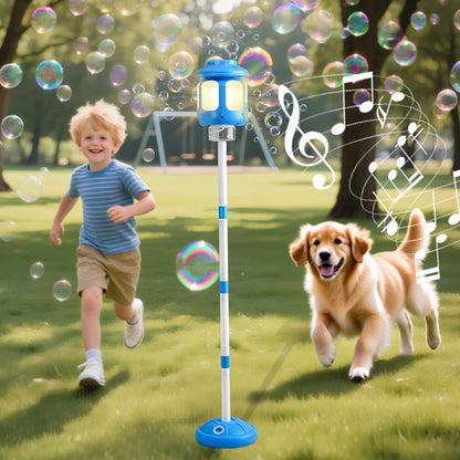 Bubble Machine for Kids, 43.5 Inch Standing Bubble Blower with Lights and Music, Automatic Bubble Maker for Birthday Parties, Weddings, Summer Outdoor Toy