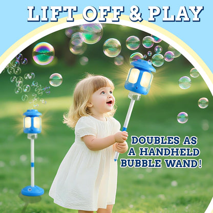 Bubble Machine for Kids, 43.5 Inch Standing Bubble Blower with Lights and Music, Automatic Bubble Maker for Birthday Parties, Weddings, Summer Outdoor Toy