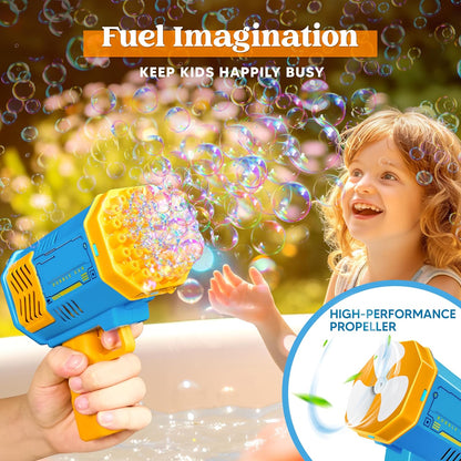 Bubble Guns for Kids, 2 Pack Rocket Bubble Guns with LED Lights, Bubble Blaster Toy for Ages 4-8, Party Favors, Summer, Birthday, Easter