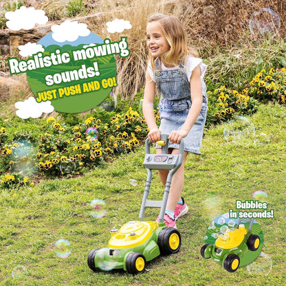 Bubble Lawn Mower for Toddlers, Push Bubble Blowing Machine with Mower Sounds, No Batteries Required, Indoor and Outdoor Gardening Toy, Birthday Gift and Party Favor for Preschool Boys and Girls, 3+